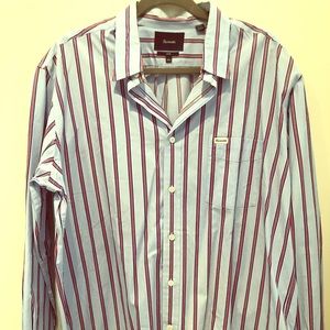 Facconable red and blue striped long sleeve shirt